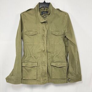 Lucky Brand Olive Green Military Anorak Jacket Drawstring Waist Cotton Size M